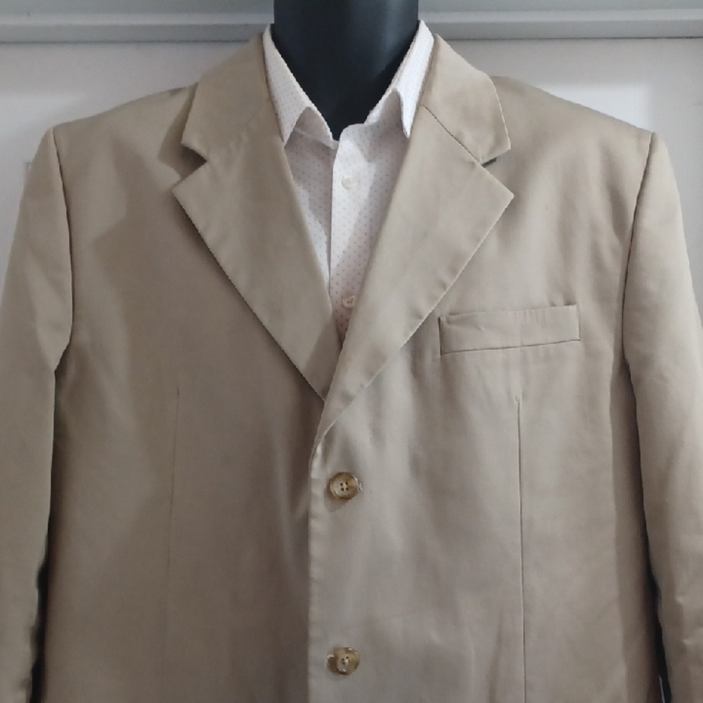Merona Men's Beige Blazer, 44L - Picture 5 of 11